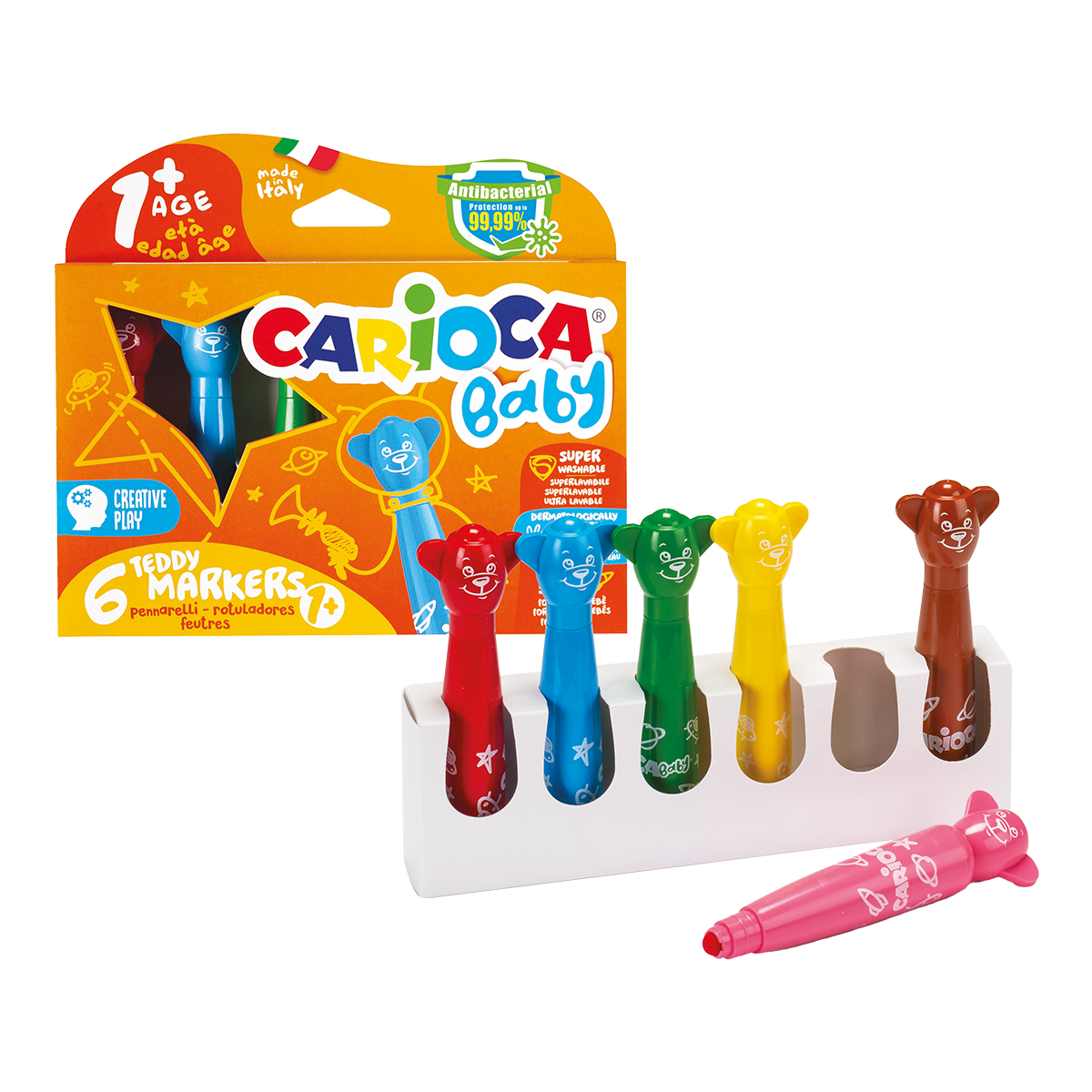 Carioca Baby viltstiften met ronde punt, kleurenmix