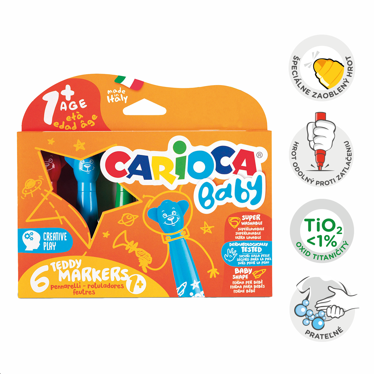 Carioca Baby viltstiften met ronde punt, kleurenmix