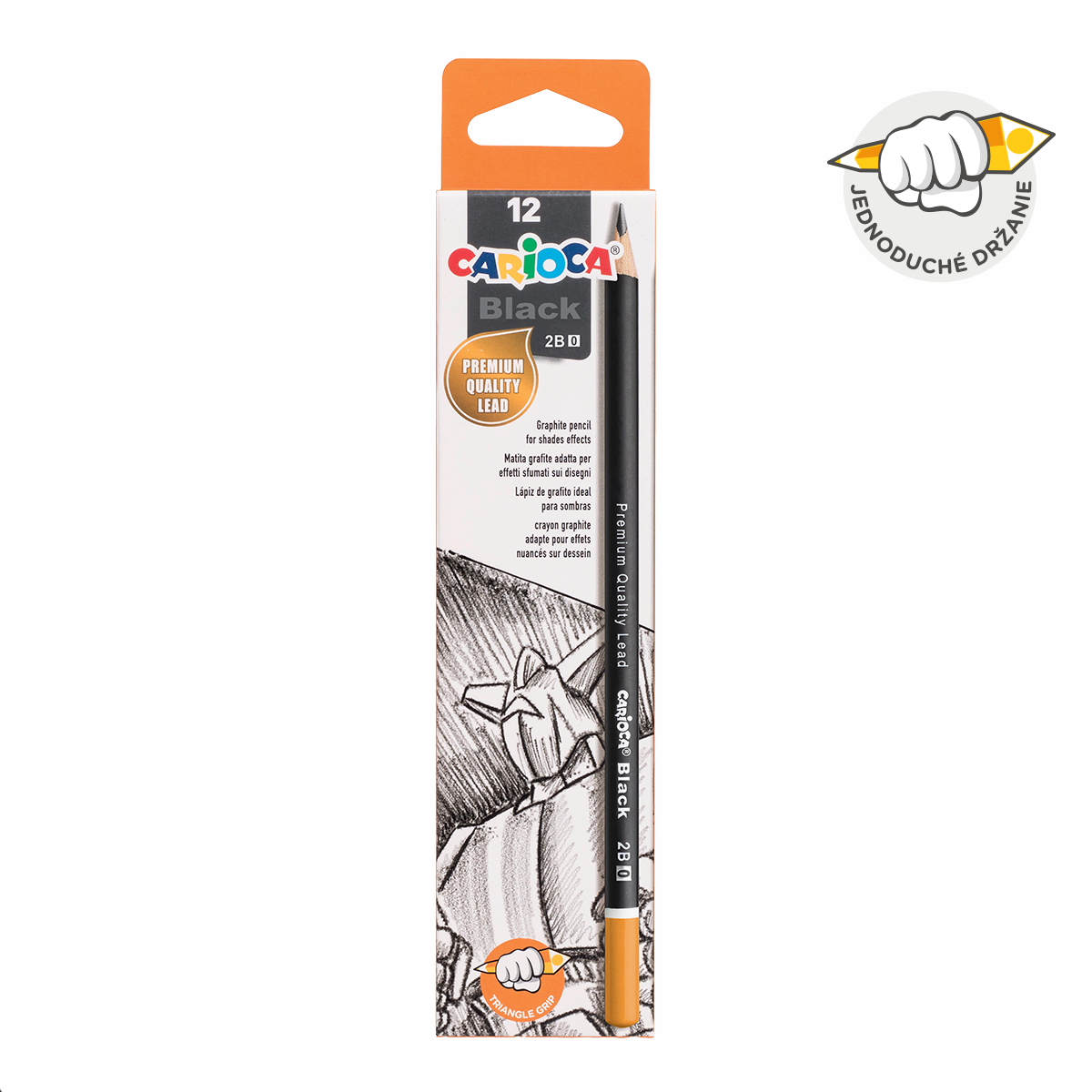 Carioca Black driekantige grafietpotloden, 12 stuks – 0/2B