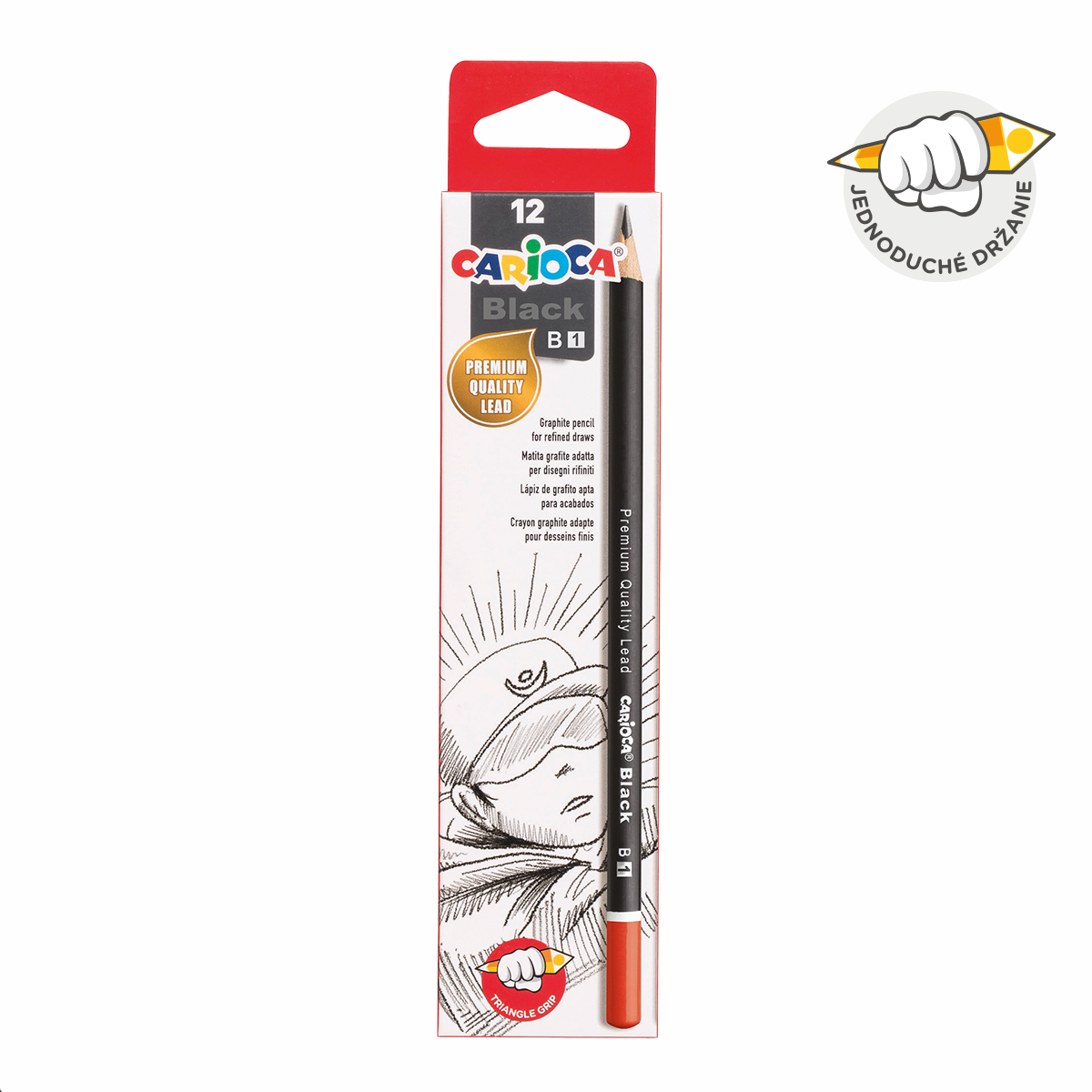 Carioca Black driekantige grafietpotloden, 12 stuks – 1/B