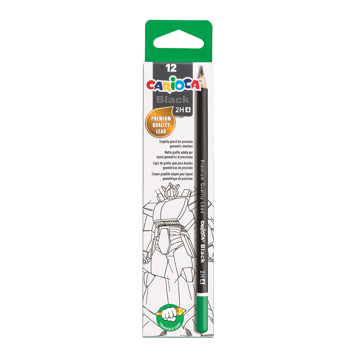 Carioca Black driekantige grafietpotloden, 12 stuks