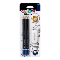 Carioca Black driekantige grafietpotloden 2/HB met gum, 4 stuks