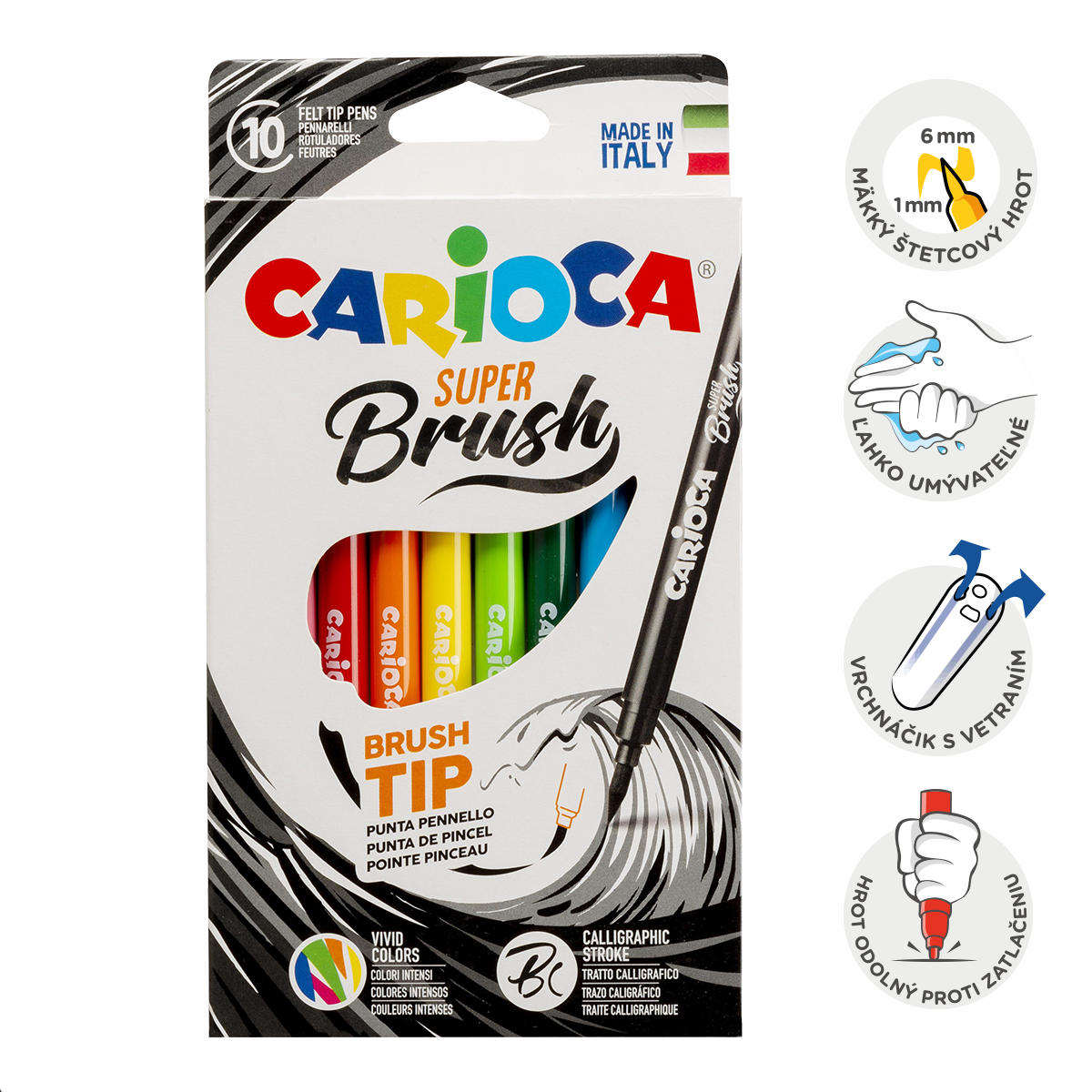 Carioca Brush brushpennen, 10 stuks, kleurenmix