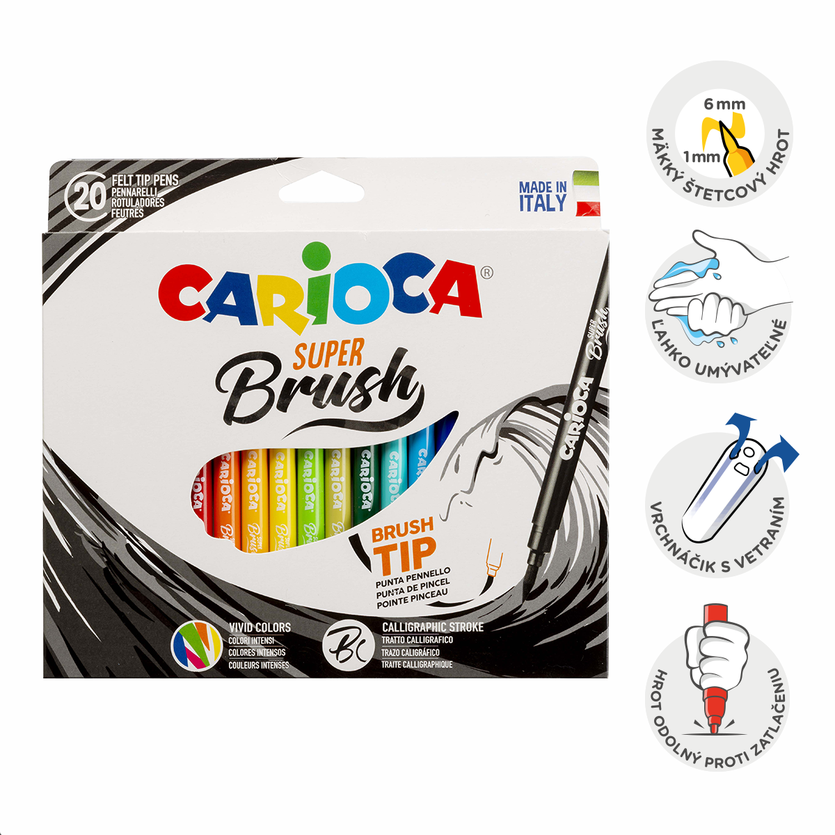 Carioca Brush brushpennen, 20 stuks, kleurenmix