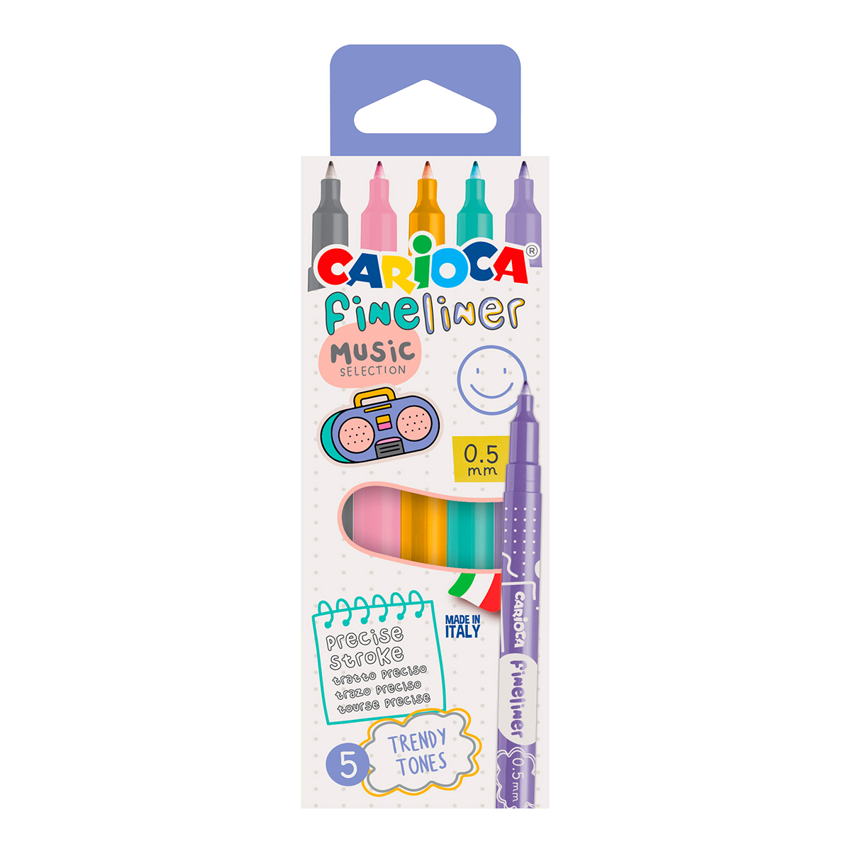 Carioca Fineliner 0,5 mm, set met gemengde kleuren