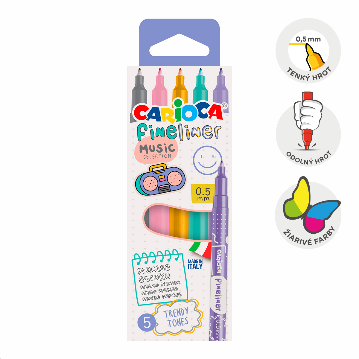 Carioca Fineliner 0,5 mm, set met gemengde kleuren