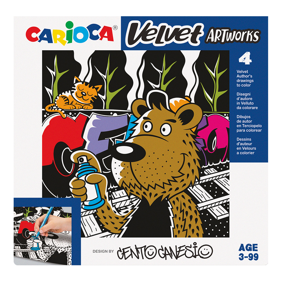 Carioca fluwelen kleurplaten, set van 4 – CENTO Graffiti