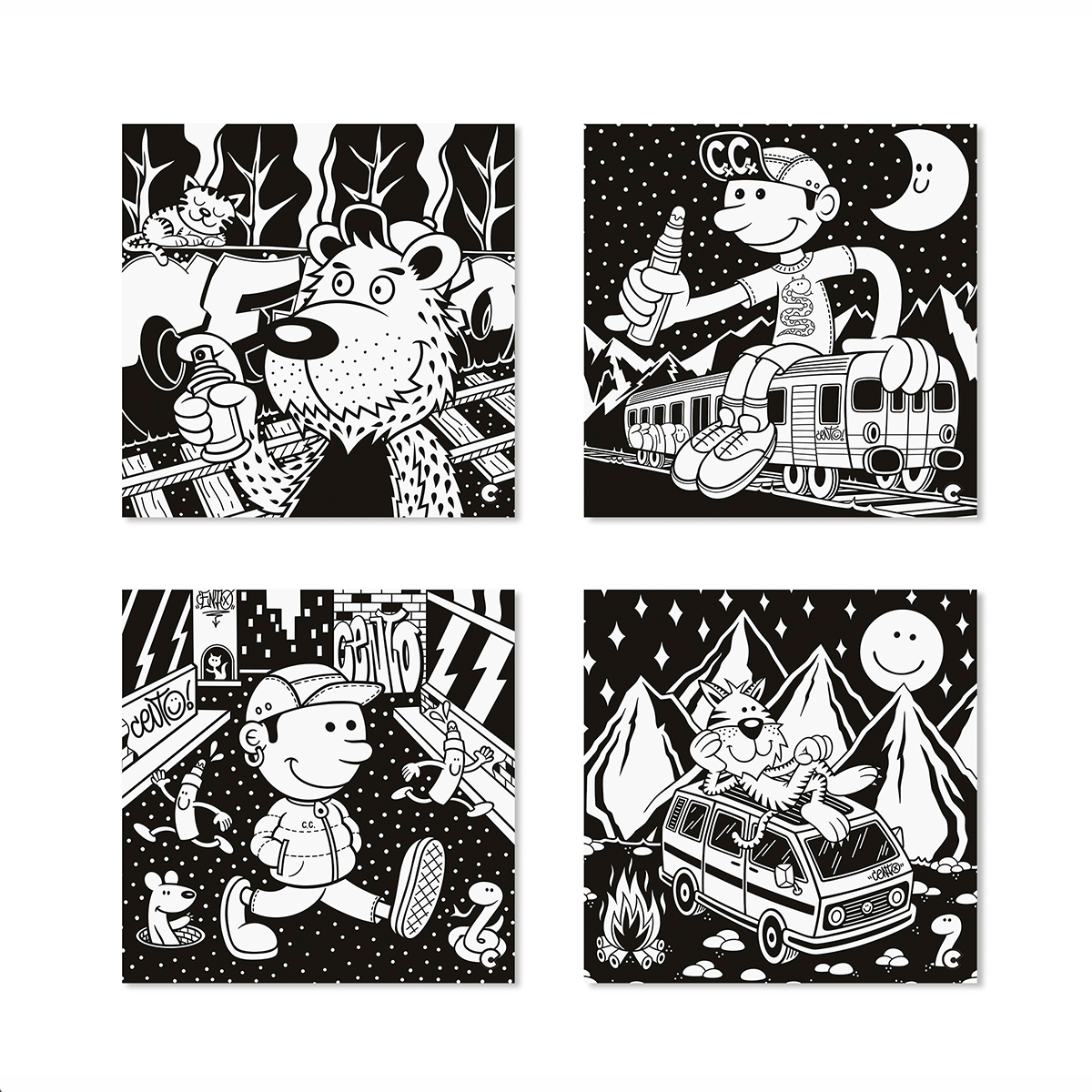 Carioca fluwelen kleurplaten, set van 4