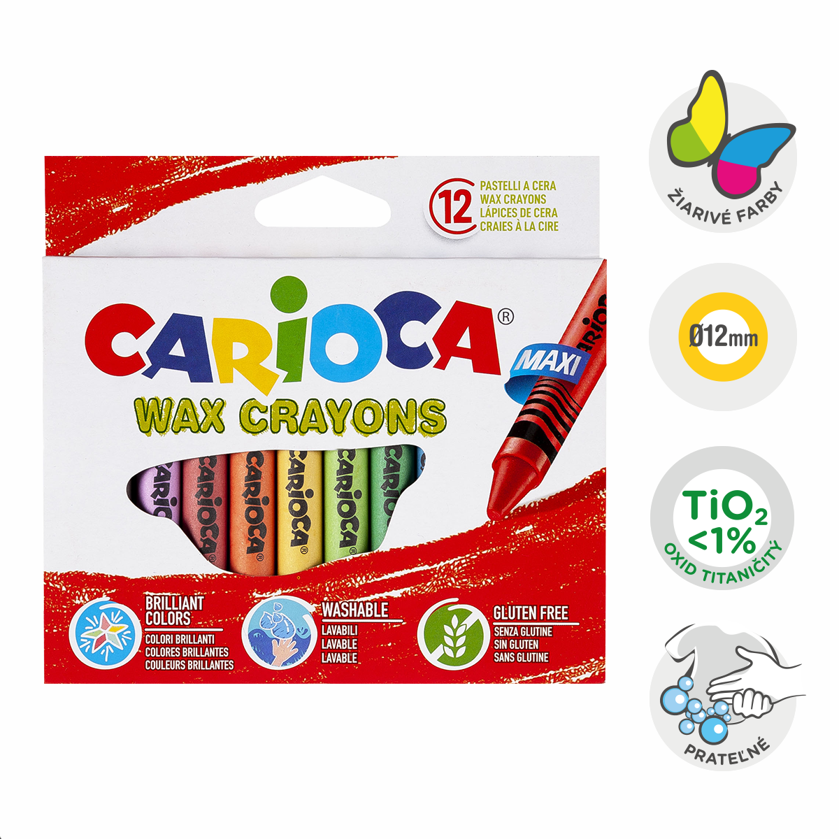 Carioca Maxi waskrijt, 12 stuks