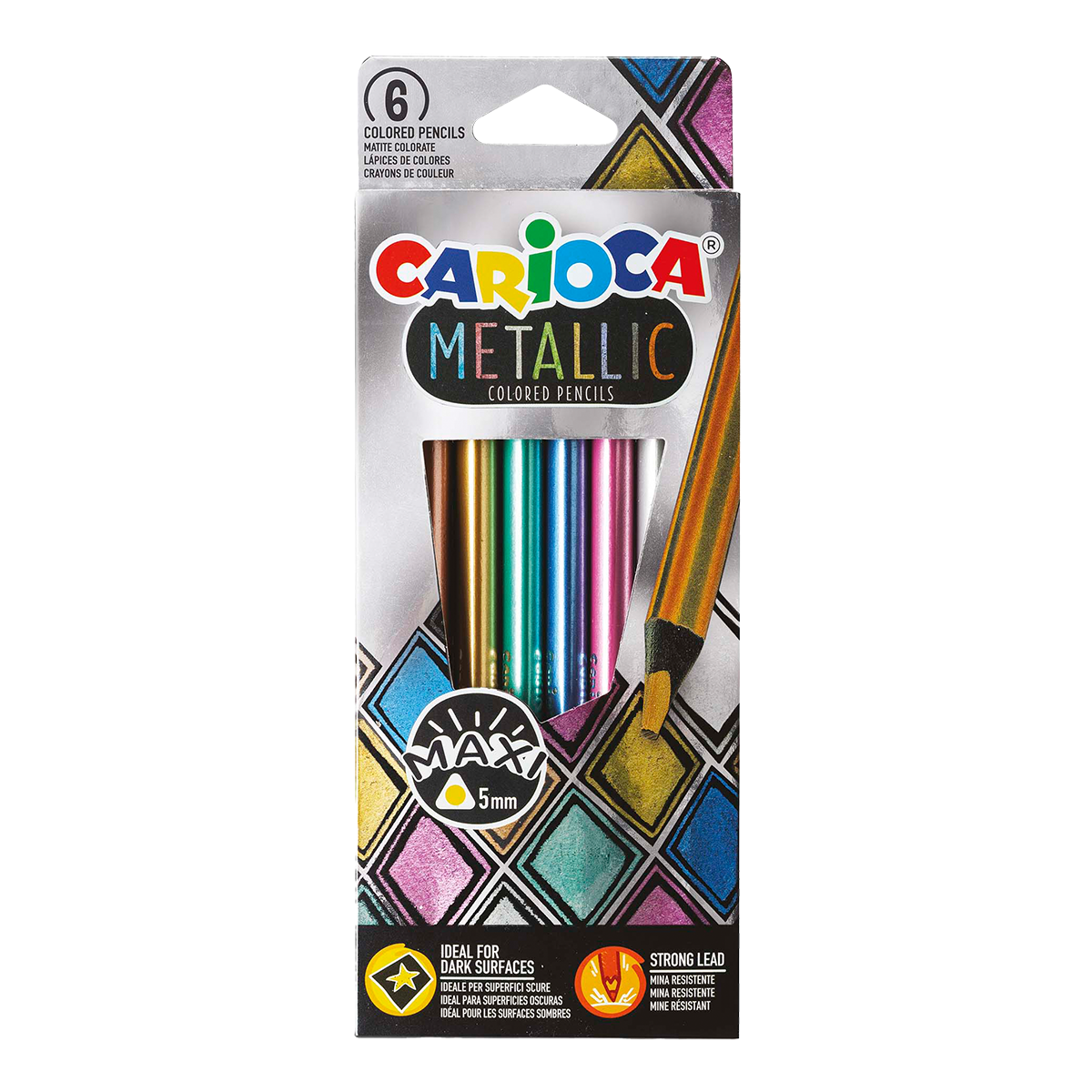 Carioca Metallic driekantige kleurpotloden, 6 stuks