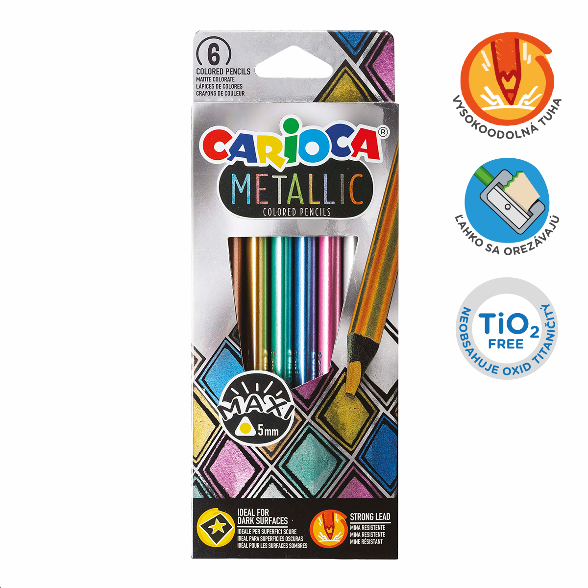 Carioca Metallic driekantige kleurpotloden, 6 stuks