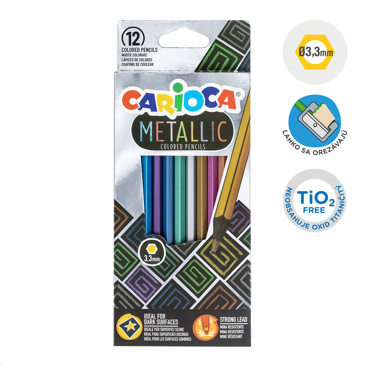 Carioca Metallic zeskantige kleurpotloden, 12 stuks