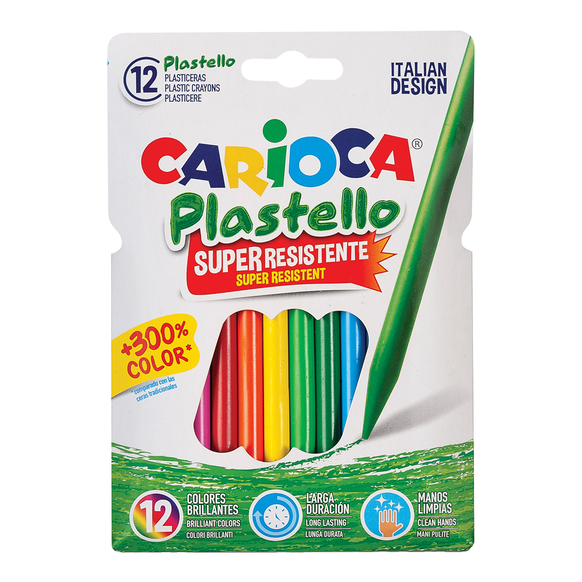 Carioca Plastello waskrijt van kunststof, set van 12