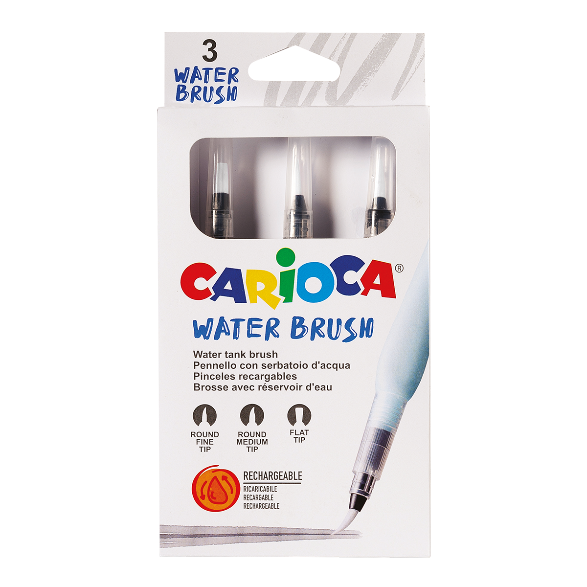 Carioca waterpenselen met waterreservoir, set van 3