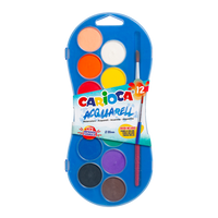 Carioca waterverfset, 12 kleuren met penseel