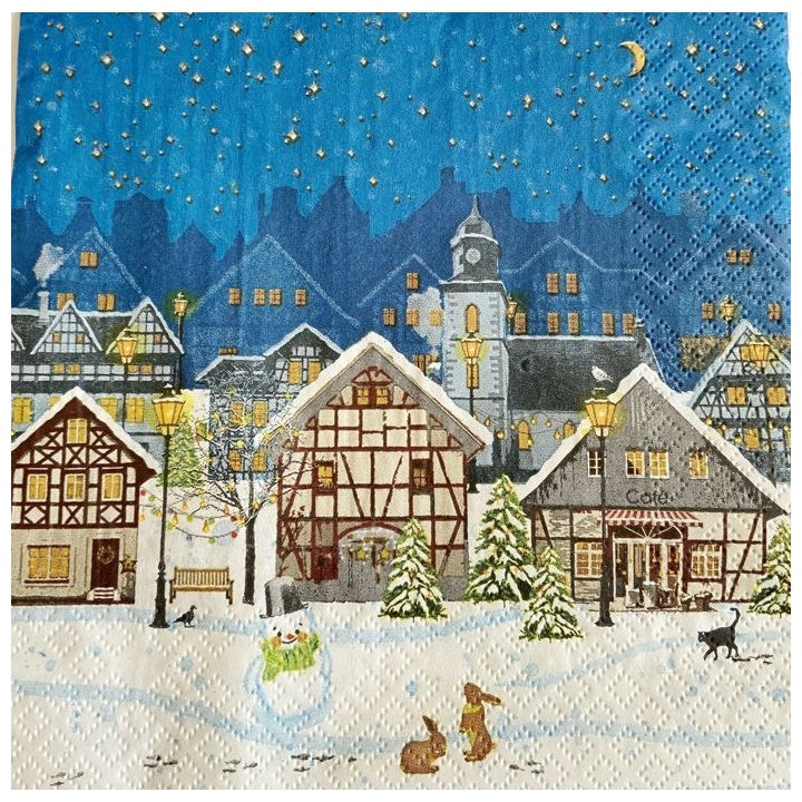 Christmas Village Decoupage Napkins - 1 pc