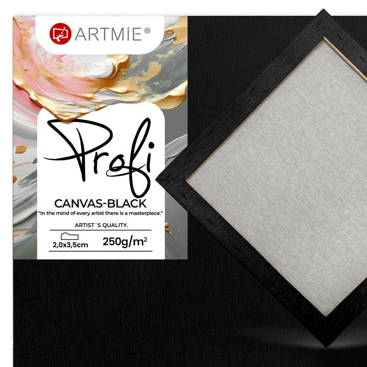 Zwart schildersdoek op spieraam ARTMiE PROFI, 100% katoen