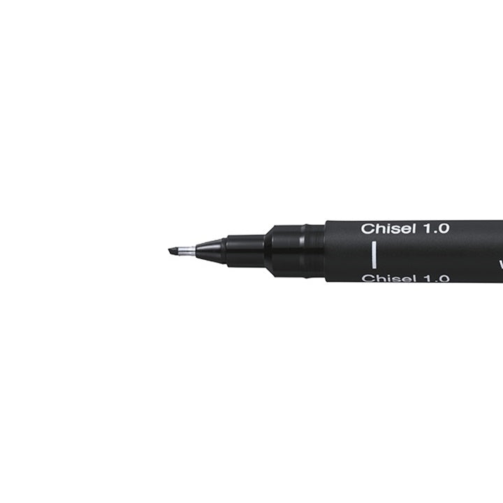 Uni Pin fineliner met beitelpunt, zwart – afbeelding 2