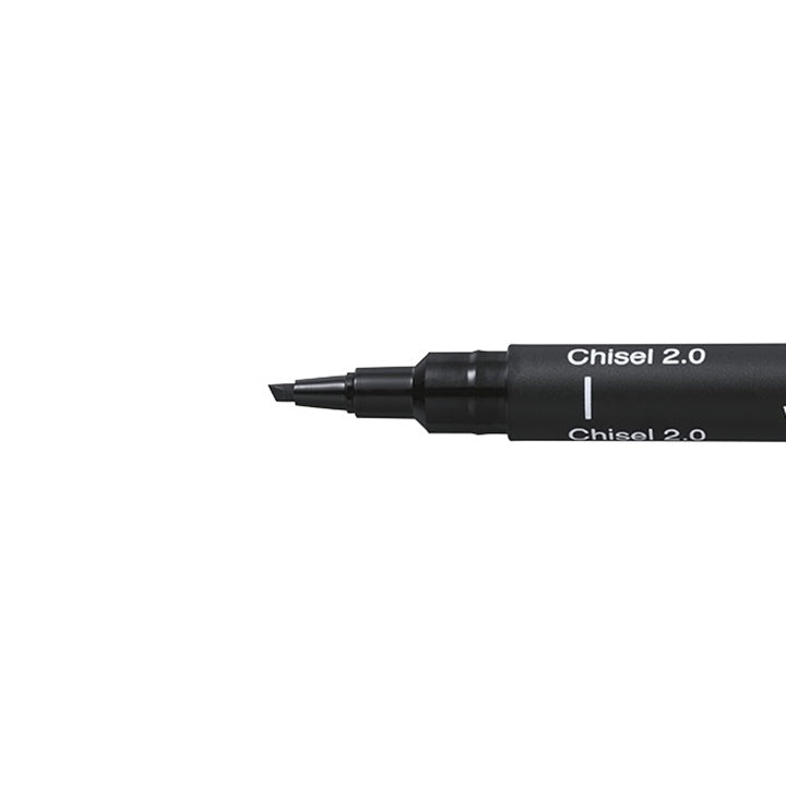 Uni Pin fineliner met beitelpunt, zwart – afbeelding 3