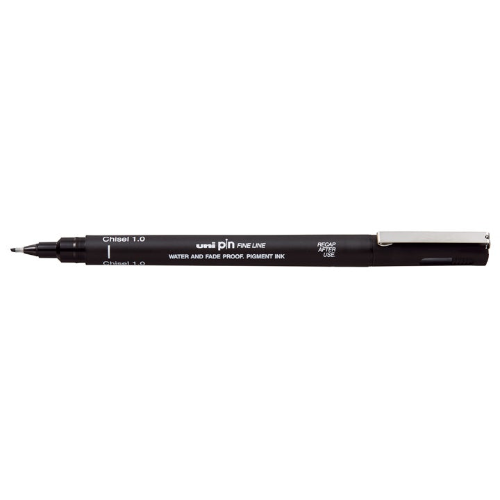 Uni Pin fineliner met beitelpunt, zwart