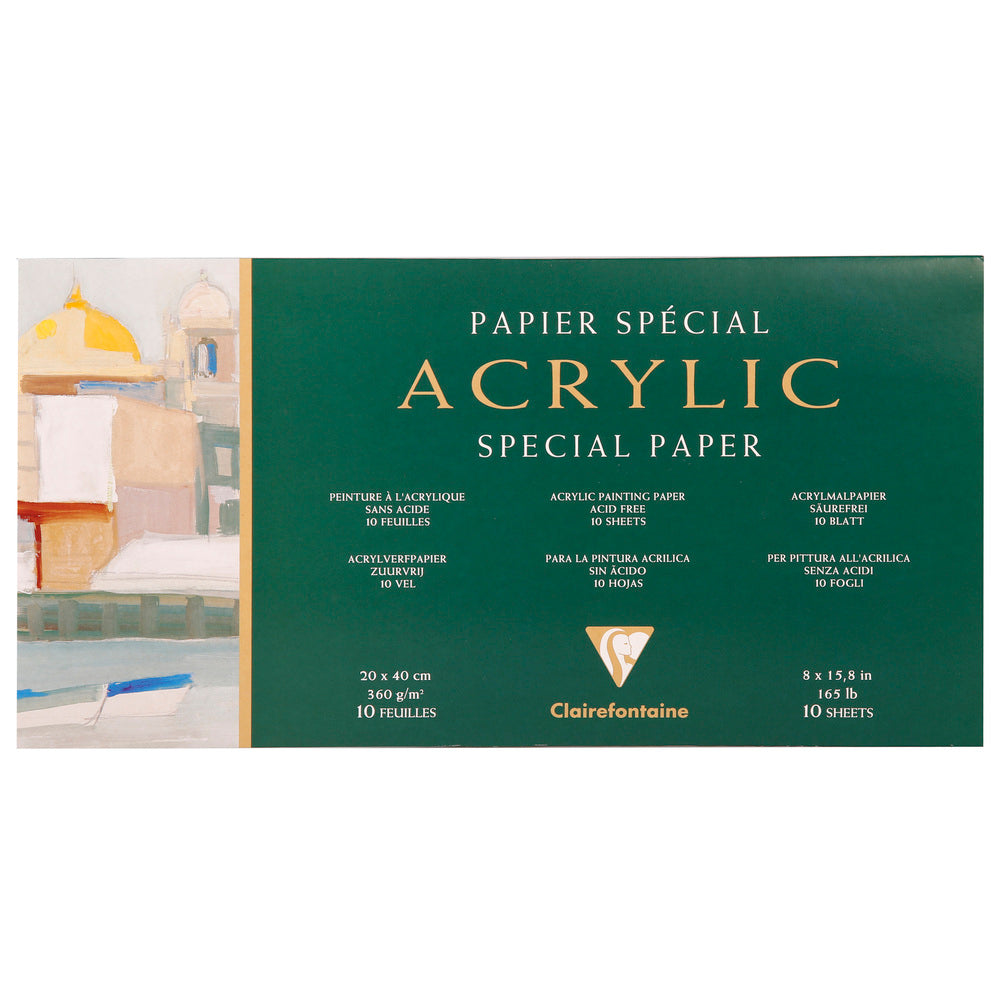 CLAIREFONTAINE acrylic pad 360 g/m² 20 x 40 cm - 10 sheets