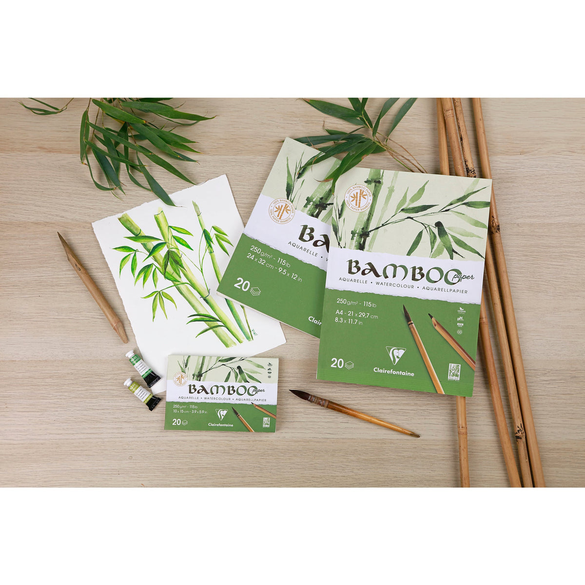 Clairefontaine bamboe aquarelblok 250 g/m², 20 vel
