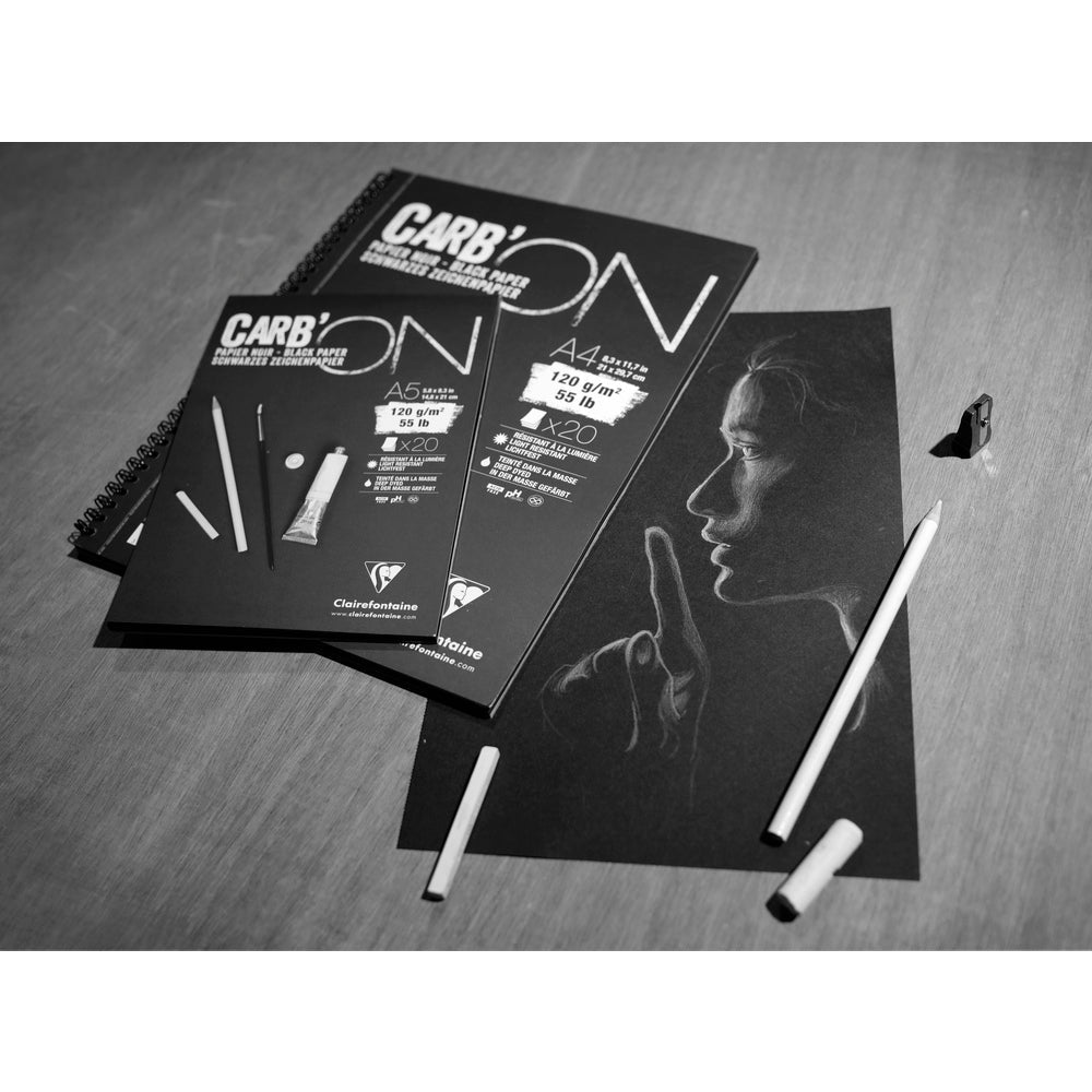 Clairefontaine Carb'On tekenblok zwart papier 120 g/m², 20 vel