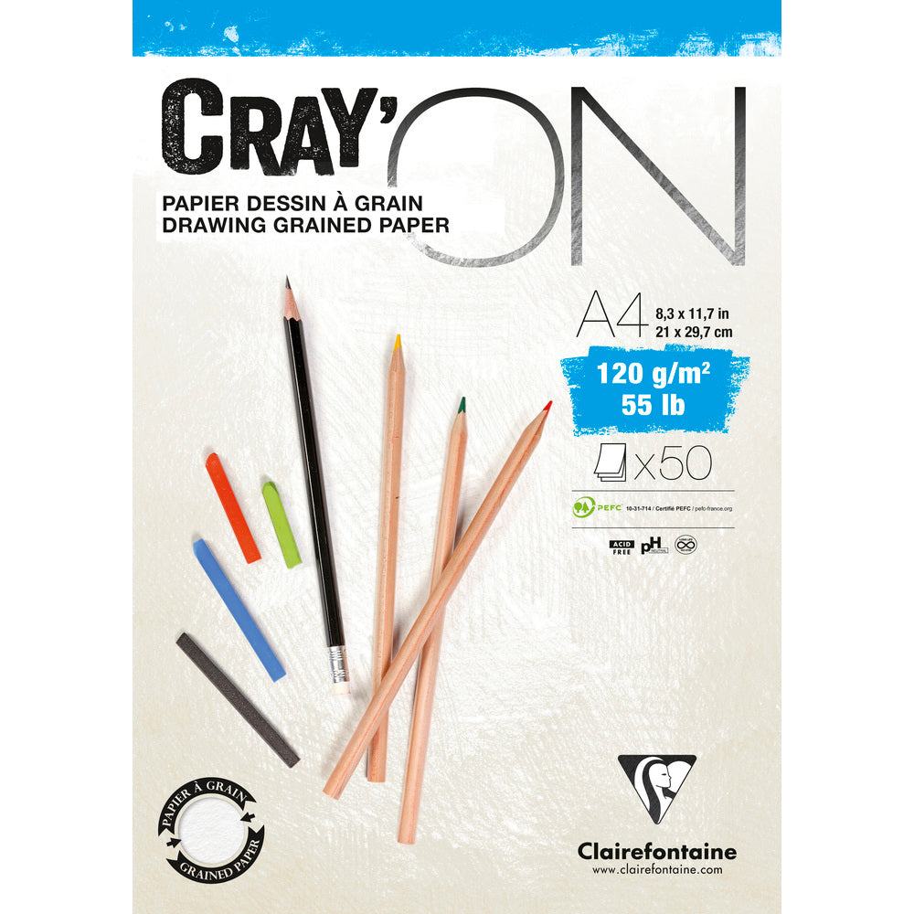 Clairefontaine Cray'On tekenblok A4/A3, 120 of 160 g/m²