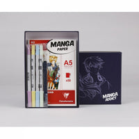 Clairefontaine Manga Addict tekenset voor manga met Tombow, A5