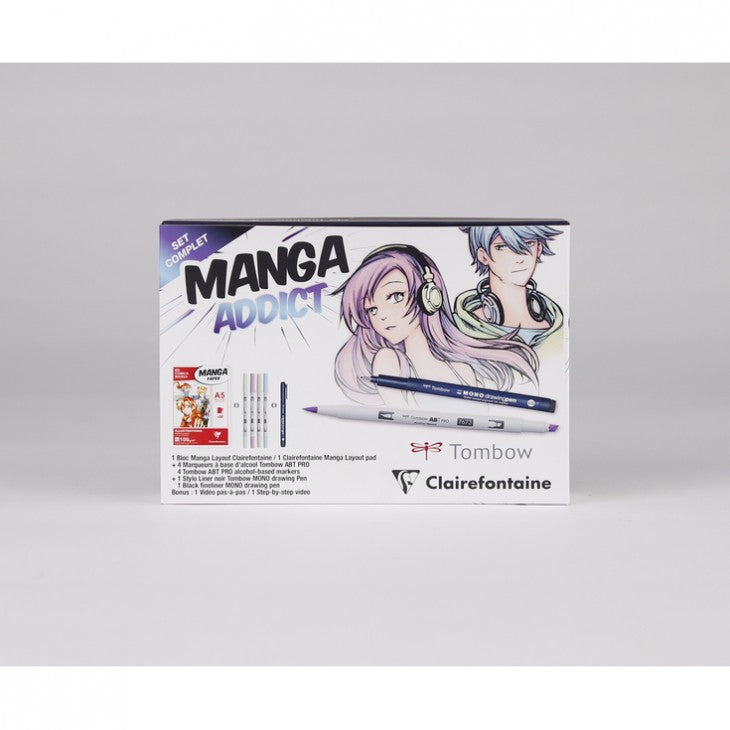 Clairefontaine Manga Addict tekenset voor manga met Tombow, A5