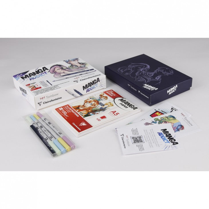 Clairefontaine Manga Addict tekenset voor manga met Tombow, A5