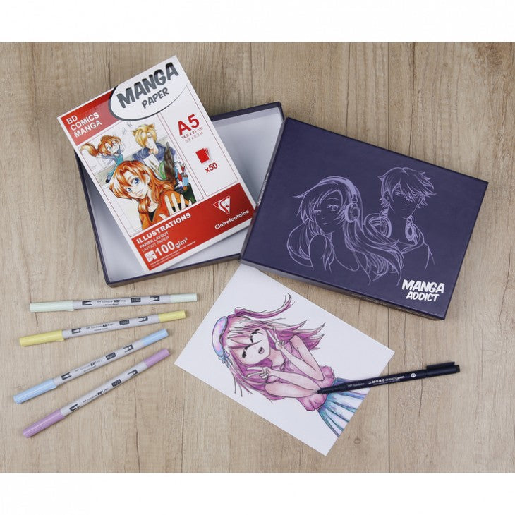 Clairefontaine Manga Addict tekenset voor manga met Tombow, A5