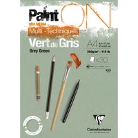 Clairefontaine Paint'On mixed-mediablok 250 g/m², gelijmd – 30 vel, A4, grijsgroen