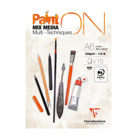 Clairefontaine Paint'On mixed-mediablok A6, 250 g/m², 15 vel