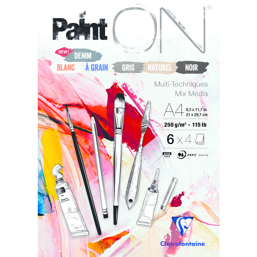 Clairefontaine Paint'On mixed-mediablok nr. 6, 250 g/m², 24 vel