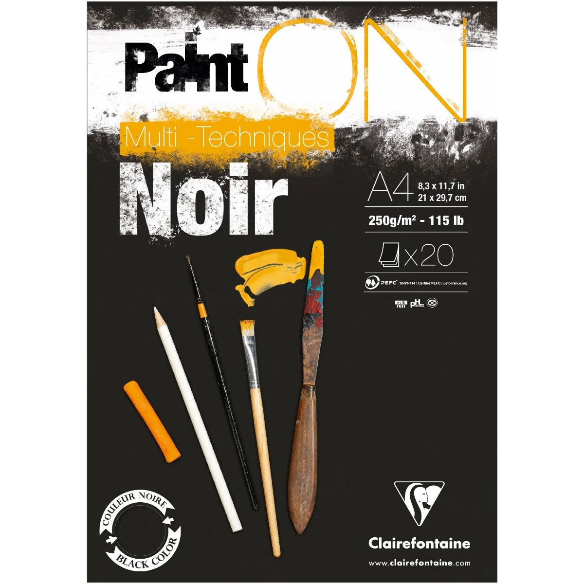 Clairefontaine Paint'On mixed-mediablok zwart 250 g/m², 20 vel