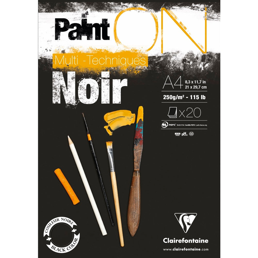 Clairefontaine Paint'On mixed-mediablok zwart 250 g/m², 20 vel