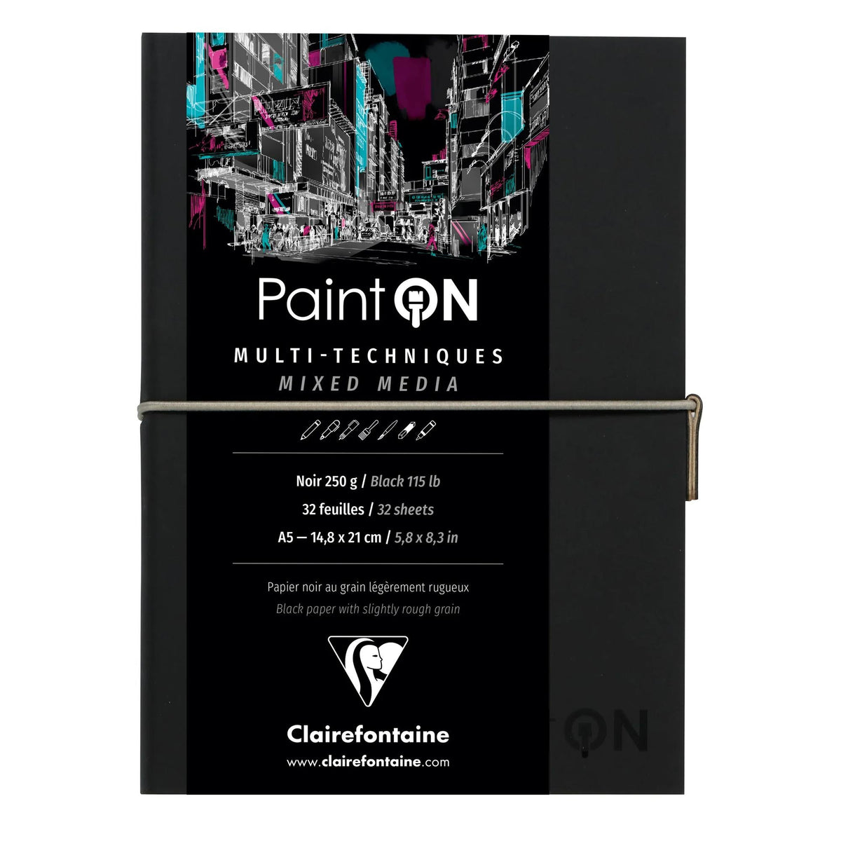Clairefontaine Paint'On mixed-mediablok zwart 250 g/m², 32 vel
