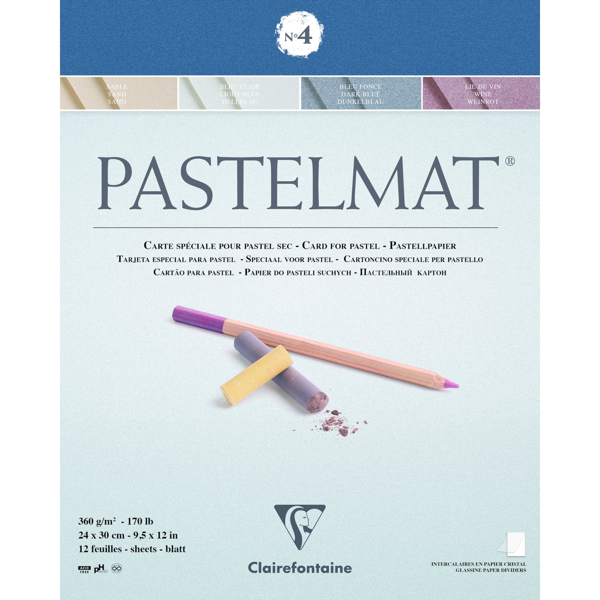 Clairefontaine Pastelmat blok voor pastelkrijt 360 g/m², 12 vel – 4 24