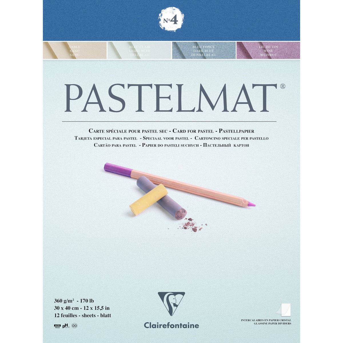 Clairefontaine Pastelmat blok voor pastelkrijt 360 g/m², 12 vel – 4 40