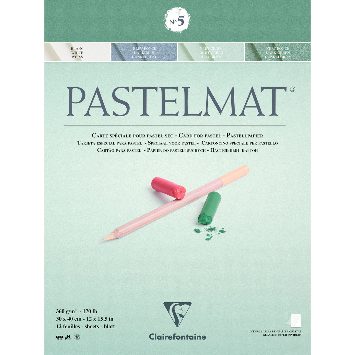 Clairefontaine Pastelmat blok voor pastelkrijt 360 g/m², 12 vel – 5 40