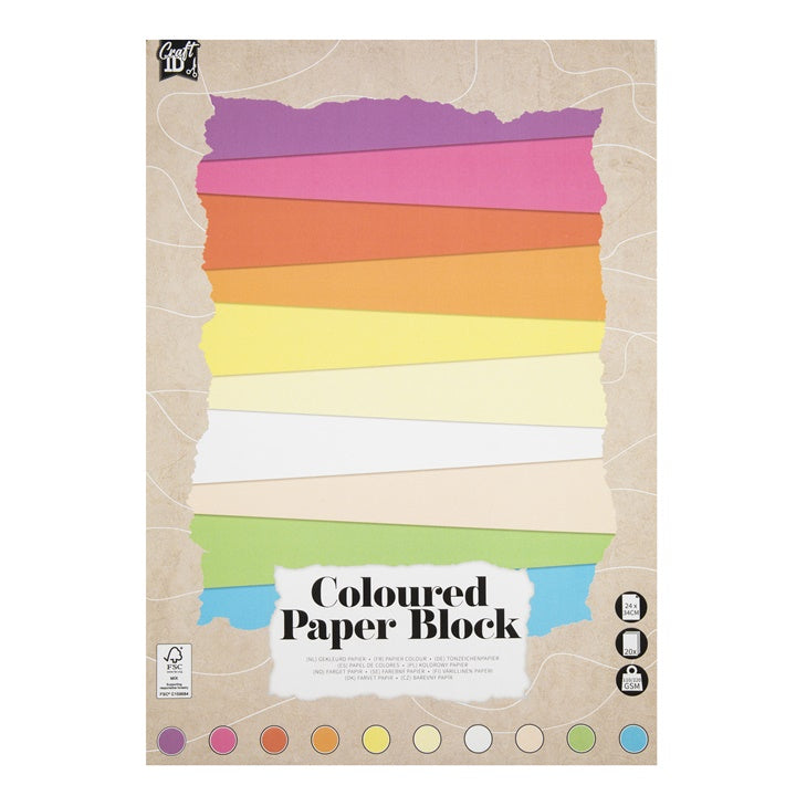 Colored Pastel Paper Pad, 24 x 34 cm, 20 Sheets