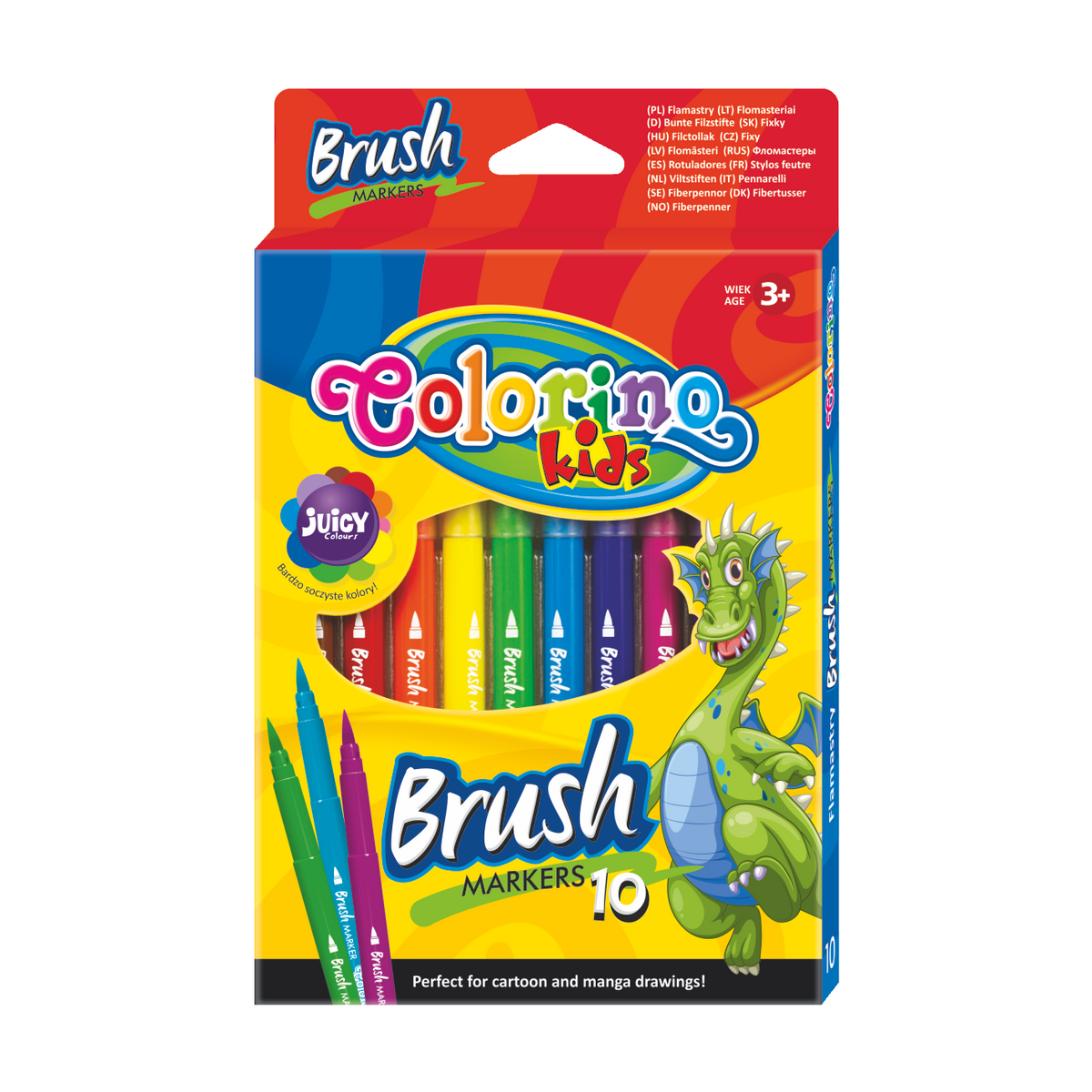 Colorino Brush viltstiften met lange penseelpunt, 10 kleuren