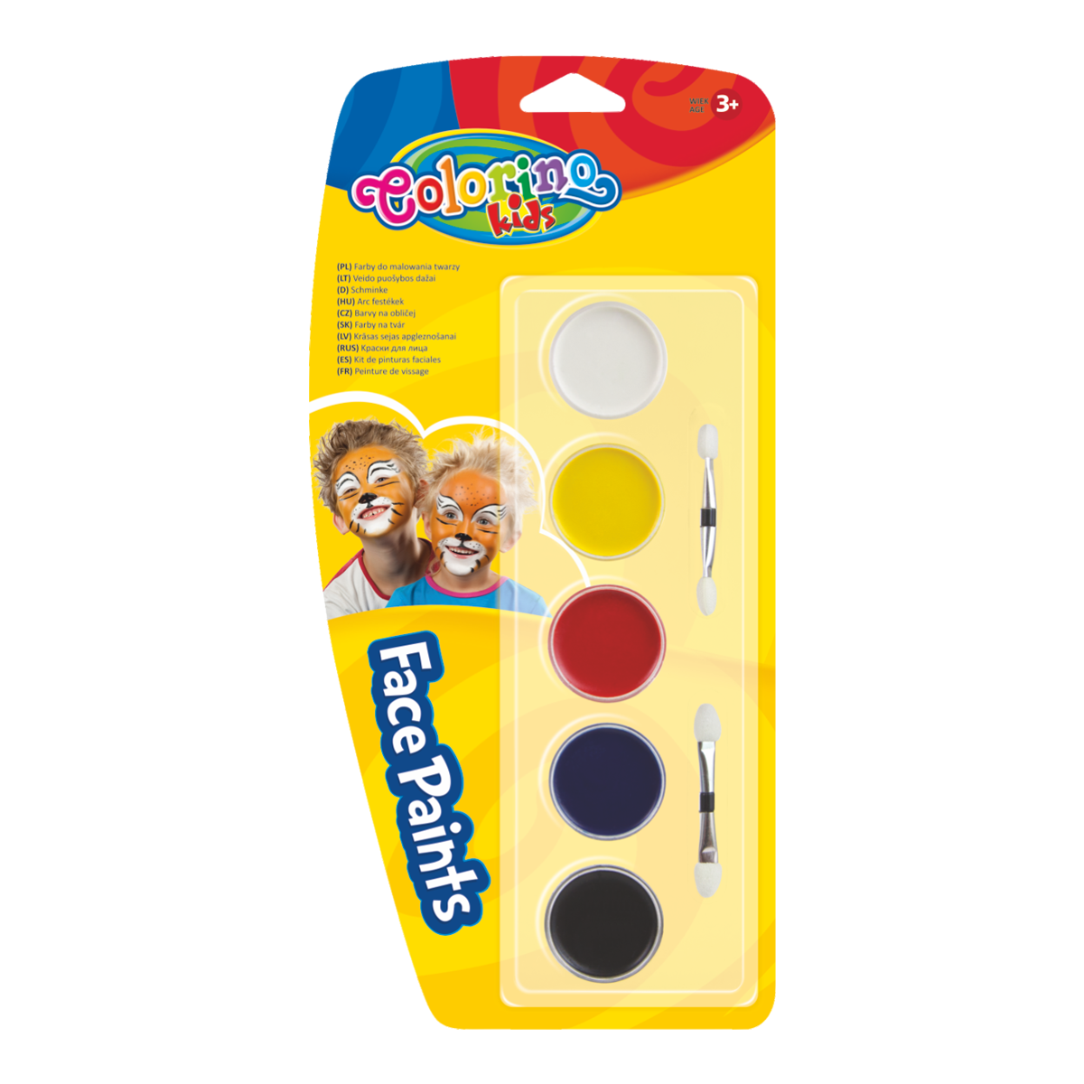 Colorino droge schmink, 5 kleuren met applicator