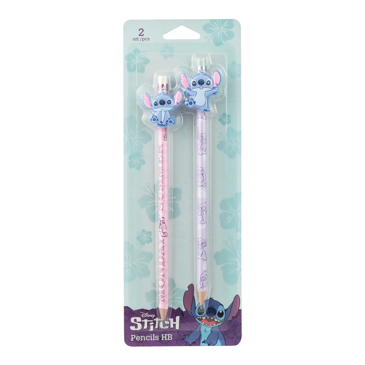 Colorino grafietpotloden Stitch Pastel 3 met gum, rond