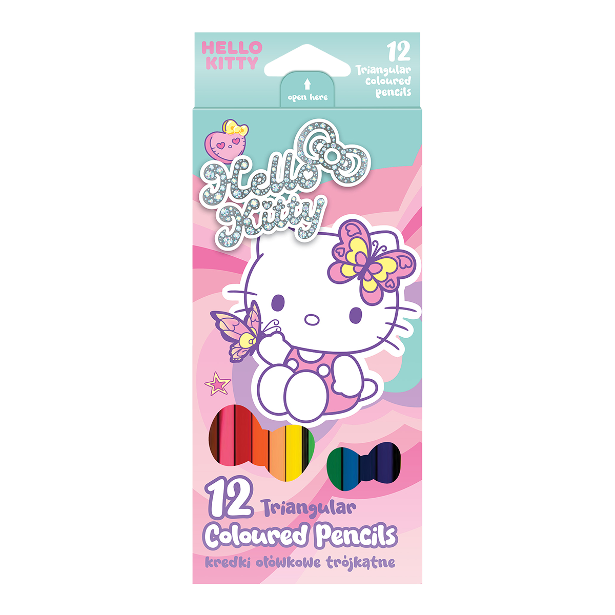 Colorino Hello Kitty driekantige kleurpotloden, 12 kleuren