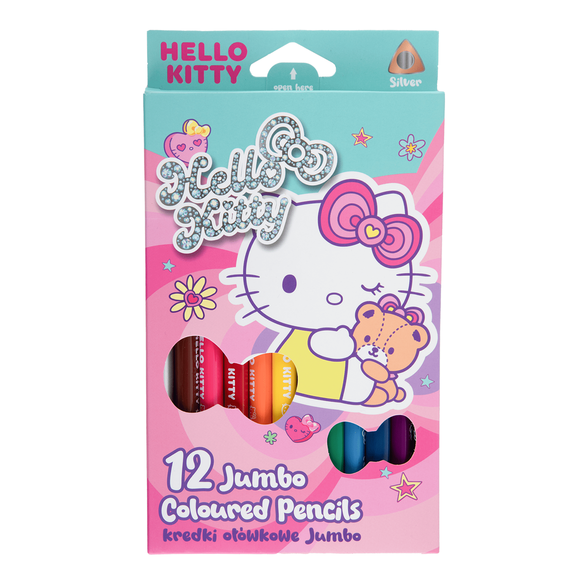Colorino JUMBO Hello Kitty driekantige kleurpotloden, 12 kleuren