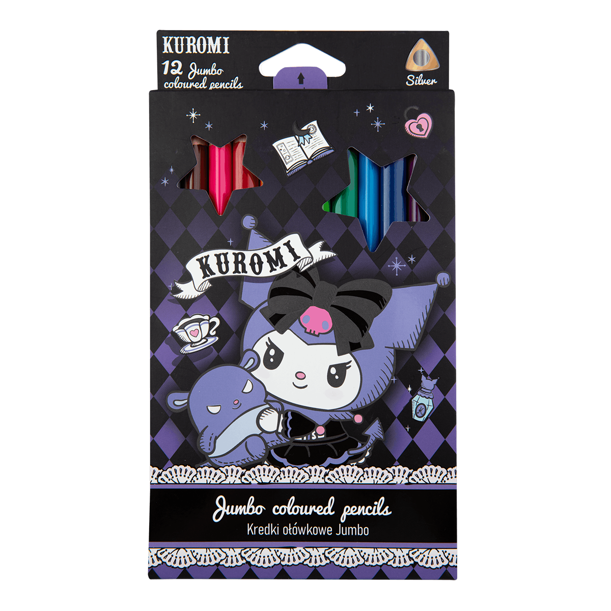 Colorino JUMBO Kuromi driekantige kleurpotloden, 12 kleuren