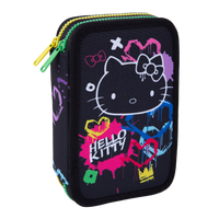 Colorino Jumper 2 gevuld dubbeldeks etui, Hello Kitty en Kuromi – Hello Kitty neonzwart