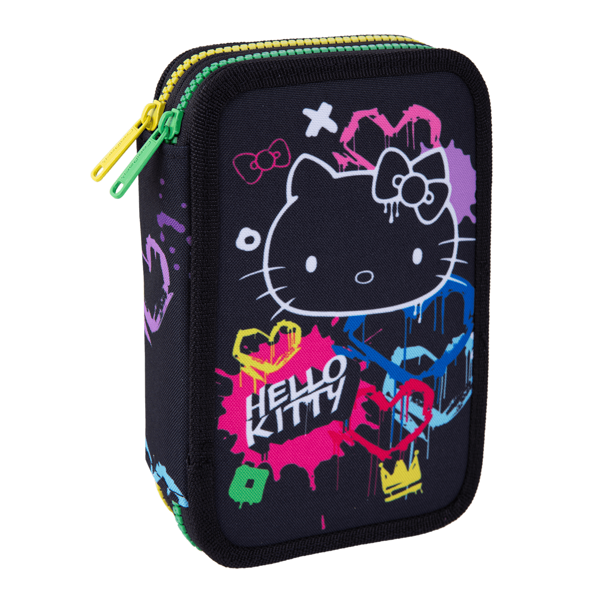 Colorino Jumper 2 gevuld dubbeldeks etui, Hello Kitty en Kuromi – Hello Kitty neonzwart